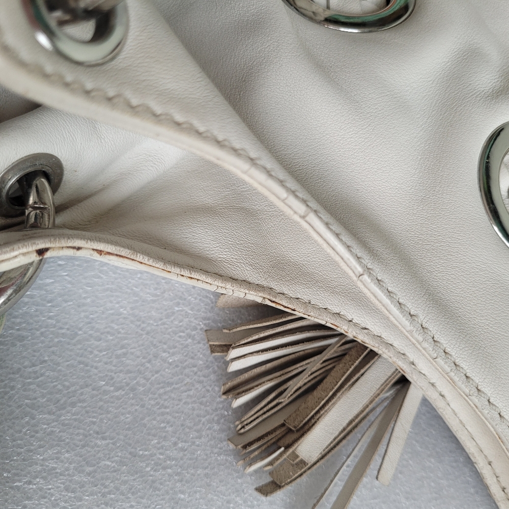 Michael Kors Camden Slouchy Leather Hobo Bag Braided Straps Off-White - Picture 15 of 16